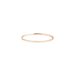 1mm Plain Round Wire Ring Real Solid 14K Rose Gold