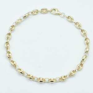 5mm Puffed Mariner Anchor Link Chain Bracelet Real 10K Yellow Gold All Sizes