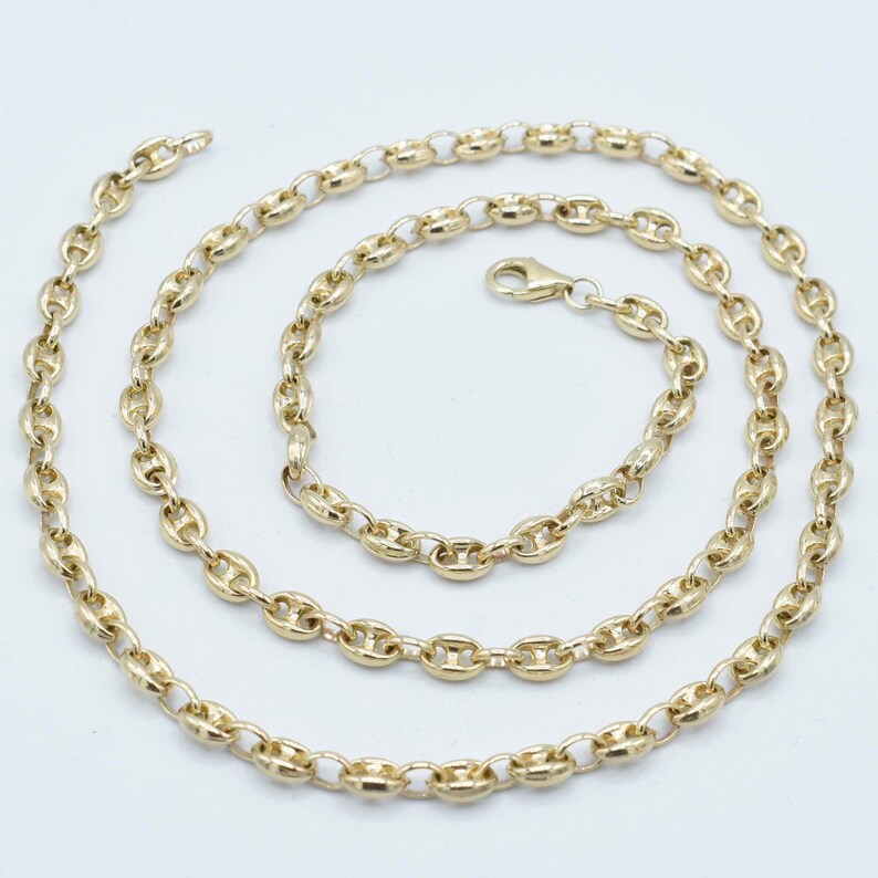6.5mm Puffed Mariner Anchor Link Chain Necklace - 14K Yellow Gold - Real
