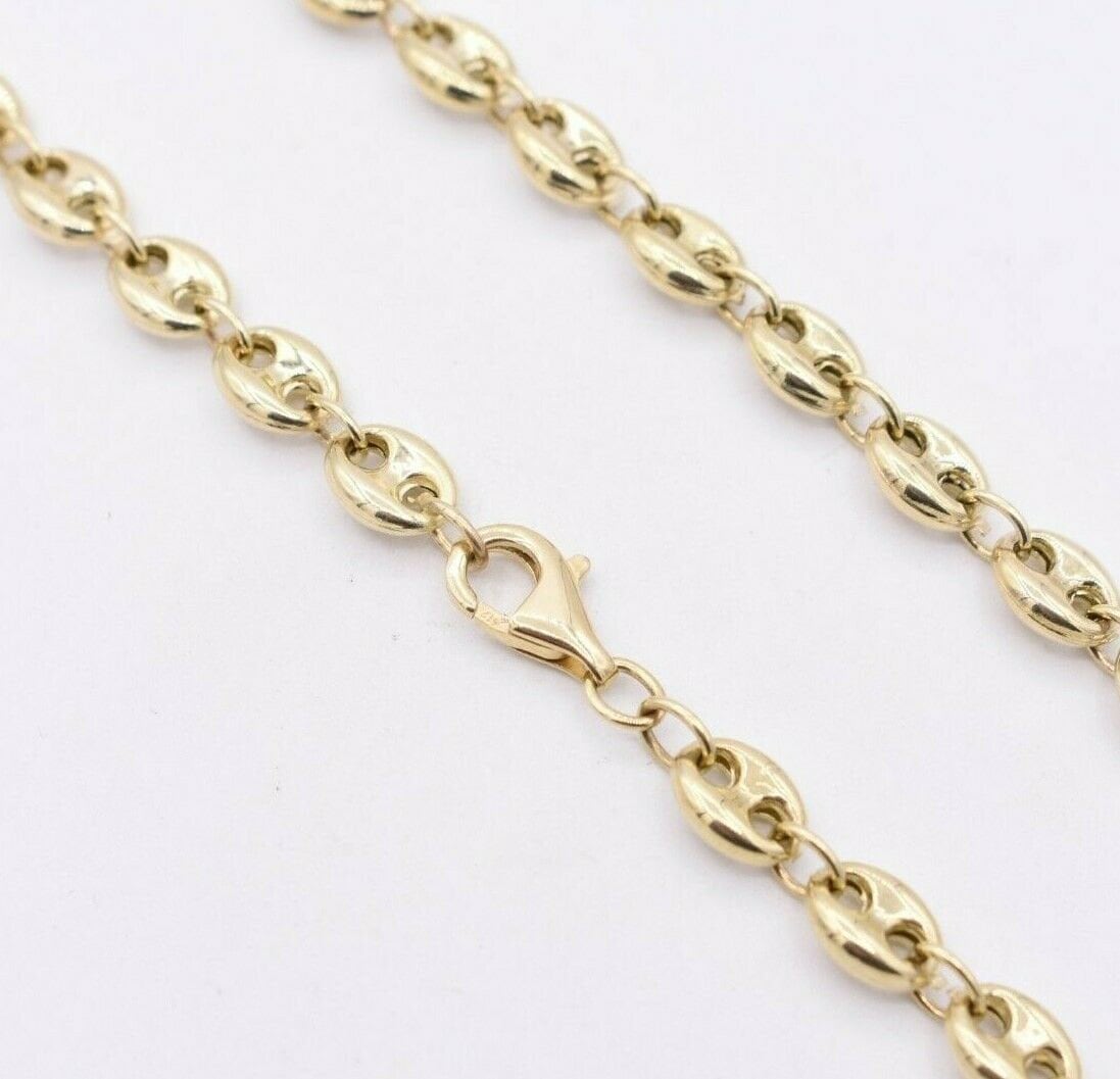 6mm Puffed Mariner Anchor Link Chain Necklace REAL 10K Yellow Gold