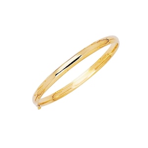 Baby Kids Plain Shiny Polished Bangle Bracelet Real Solid 14K Yellow Gold 5.5"