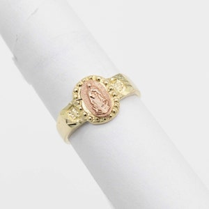 Baby Virgin Mary Lady Guadalupe Ring Real 10K Yellow Rose Gold Size 1 ...