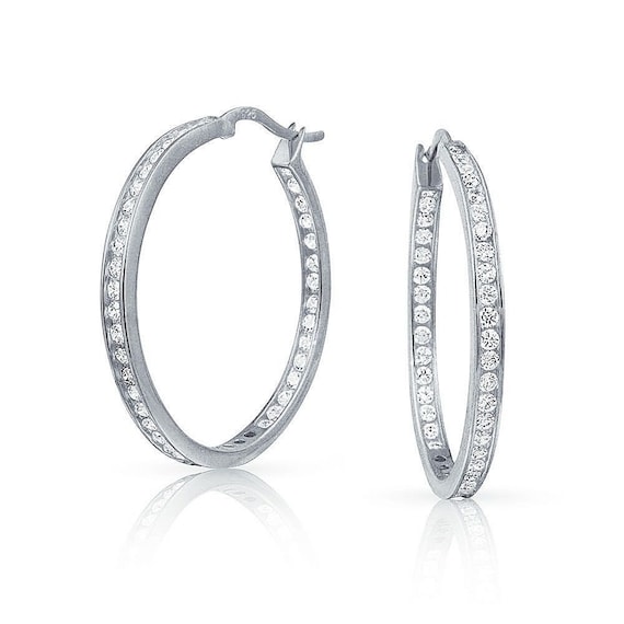 Diamonique hoop earrings deals