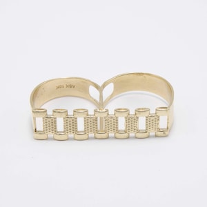 Textured Rlx Railroad Two-Finger Ring Real 10K Yellow Gold