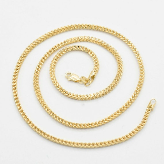 2.2mm Italian Square Franco Link Chain Necklace Real 10K Yellow