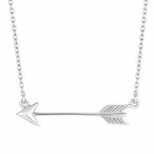 18&quot; Polished Sideways Arrow Necklace Sterling Silver 925