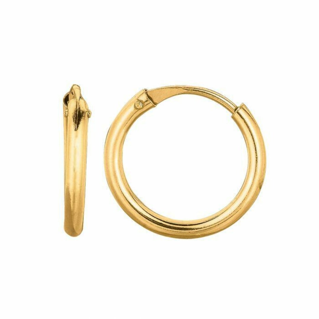 Polished Endless Huggie Hoop Earrings Real 14K Yellow Gold 0.3gr - Etsy