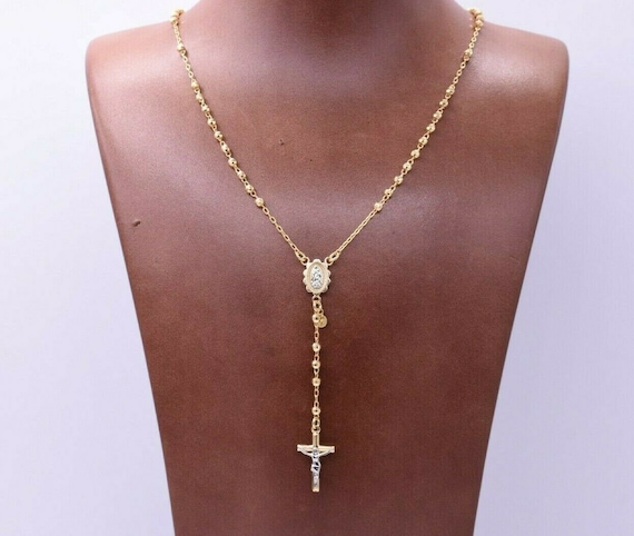10kt gold cheap rosary necklace
