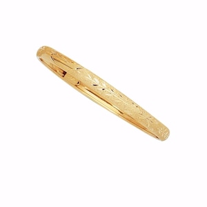Baby Kids Textured Diamond Cut Bangle Bracelet Real Solid 10K Yellow Gold 5&quot;