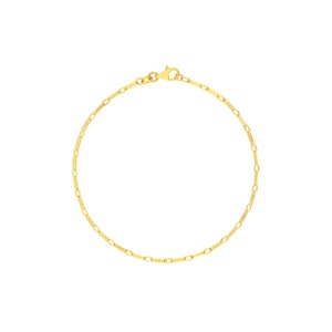 1.85mm Handmade Flat Link Chain Bracelet Real 14K Yellow Gold 7 1/2&quot;
