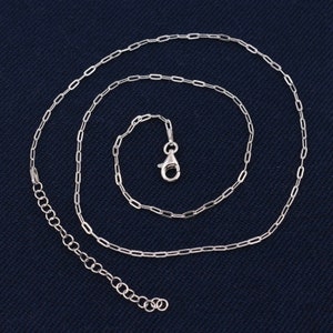 1.6mm Adjustable Paperclip Choker Chain Necklace White Gold Clad Silver 925