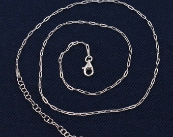 1.6mm Adjustable Paperclip Choker Chain Necklace White Gold Clad Silver 925