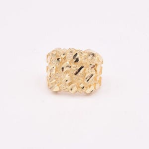 Mens Extra Large Nugget Square Ring Real Solid 10K Yellow Gold ALL SIZES
