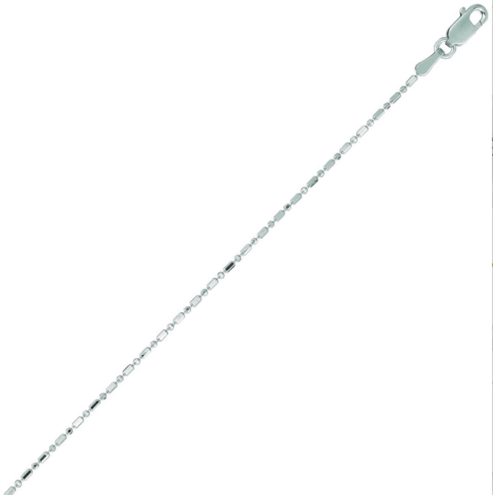 1.0mm Bar Bead Ball Diamond Cut Chain Necklace Real Solid