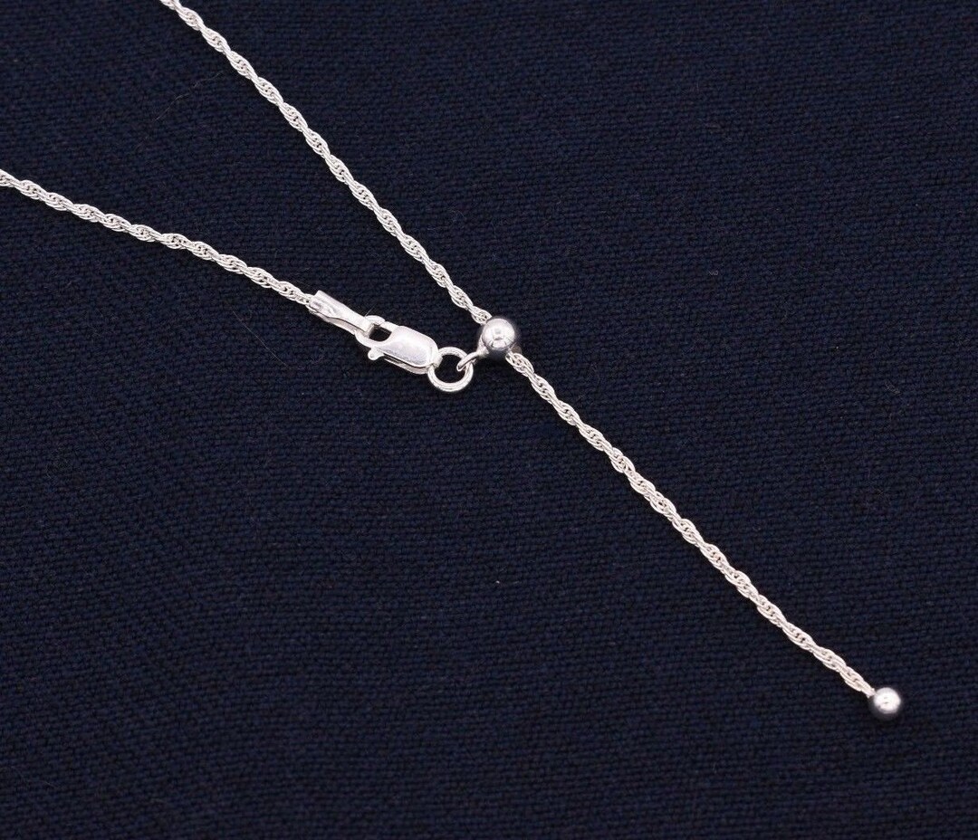 1.2mm Adjustable Twisted Rope Chain Necklace REAL Sterling Silver up to ...