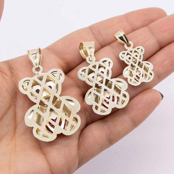 thumbnail image 2 of Goldum NYC 3/4" Teddy Bear In Heart Pendant Necklace – Real 10K Multi-Tone Gold – No Stone 2 of 5