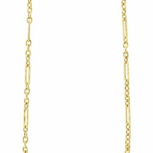 Polished T Bar Paperclip Link Toggle Necklace Real 14K Yellow Gold 18&quot;