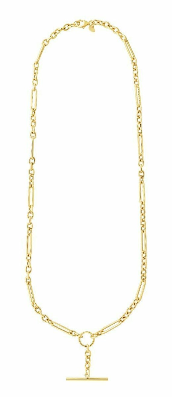 Lock Paper Clip Chain Toggle Necklace gold