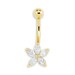 Flower Belly Button Ring Piercing Body Jewelry Navel Real Solid 14K Yellow Gold