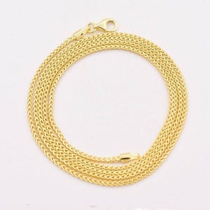 1.5mm Franco Solid Chain Necklace 14K Yellow Gold Clad Sterling Silver 925 ITALY