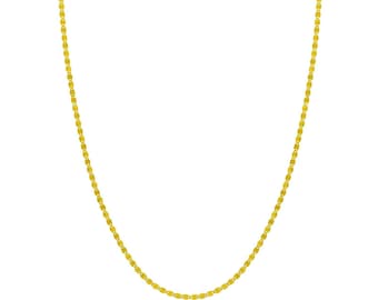 Colar de corrente de espelho oval polido de 2,7 mm ouro amarelo 14K real