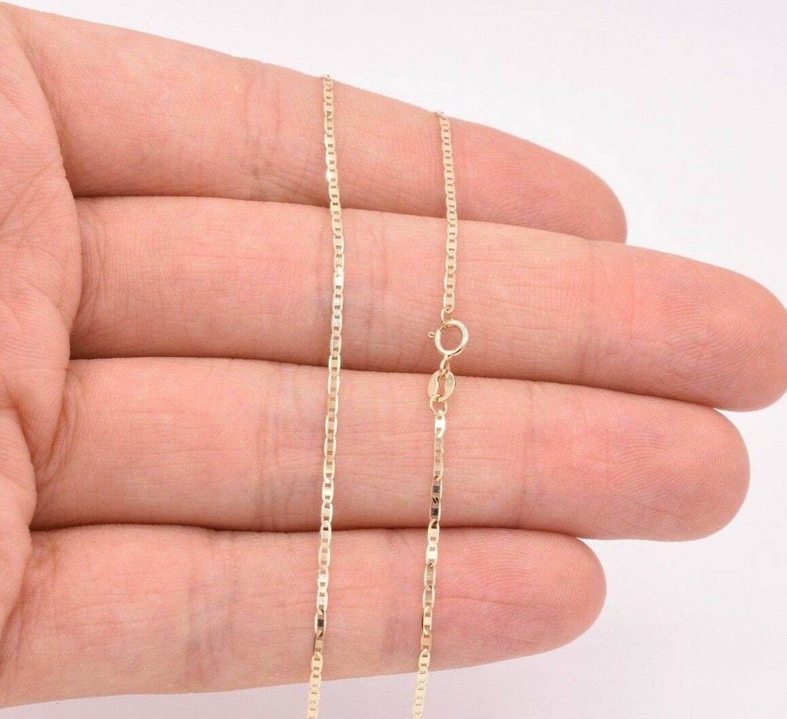 1.2mm Mariner Anchor Link Chain Necklace Real Solid 14K Yellow Etsy