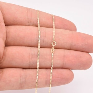 1.2mm Mariner Anchor Link Chain Necklace Real Solid 14K Yellow Gold