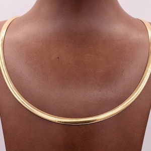 5mm Italian Reversible Omega Chain Necklace 14K Yellow Gold Clad Silver 925