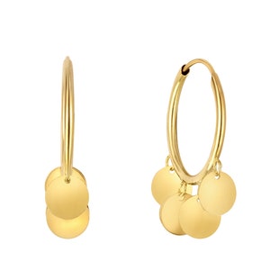 Feine 7/8&quot; Endlos Hoop Ohrringe aus echtem 14K Gelbgold