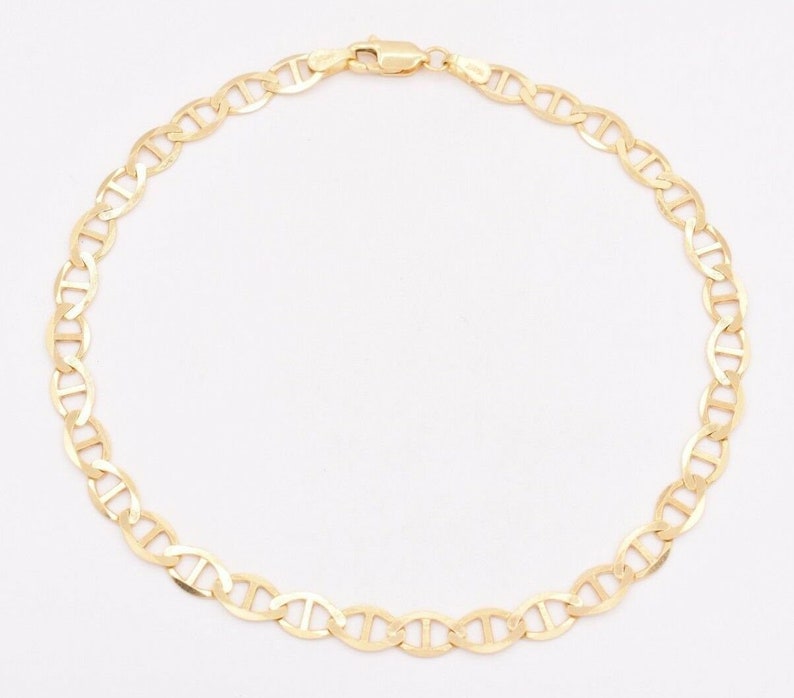 5mm Mariner Anchor Link Chain Bracelet Real Solid 10K Yellow Etsy