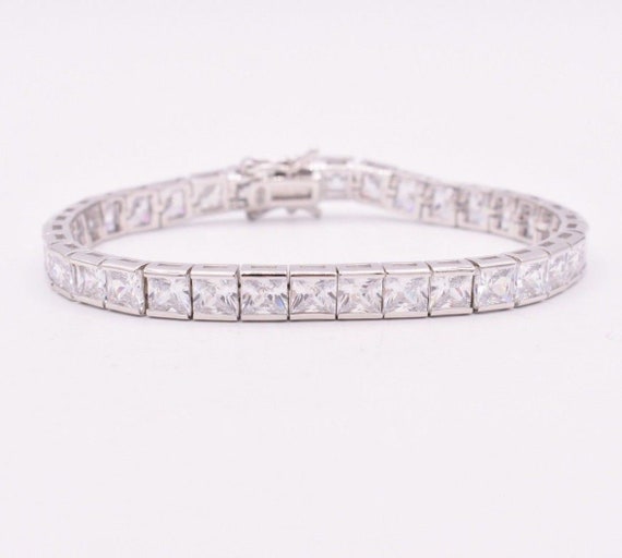 Princess cut tennis bracelet cz deals