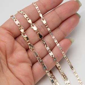 10K GOLD Heart Textured Valentino Link Chain Necklace Tri-Color Gold All Sizes image 2