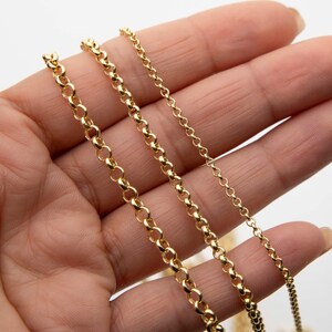 Round Rolo Link Chain Necklace Real 10K Yellow Gold All Sizes - Etsy