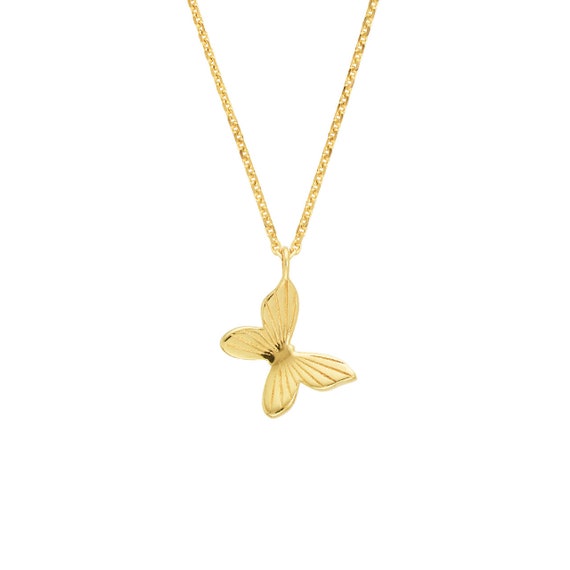 ★MIDNIGHT MOMENT.★ Bale necklace gold 0.8mm Adjustable Tilted Butterfly Necklace Real 14K Yellow