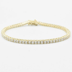 3mm CZ Round Cut CZ Tennis Bracelet Real 14K Yellow Gold Clad Sterling Silver