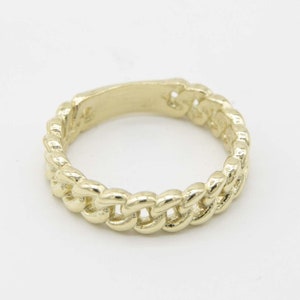Glänzender Unisex Miami Cuban Link-Ring Echt 10K Gelbgold Größe 7