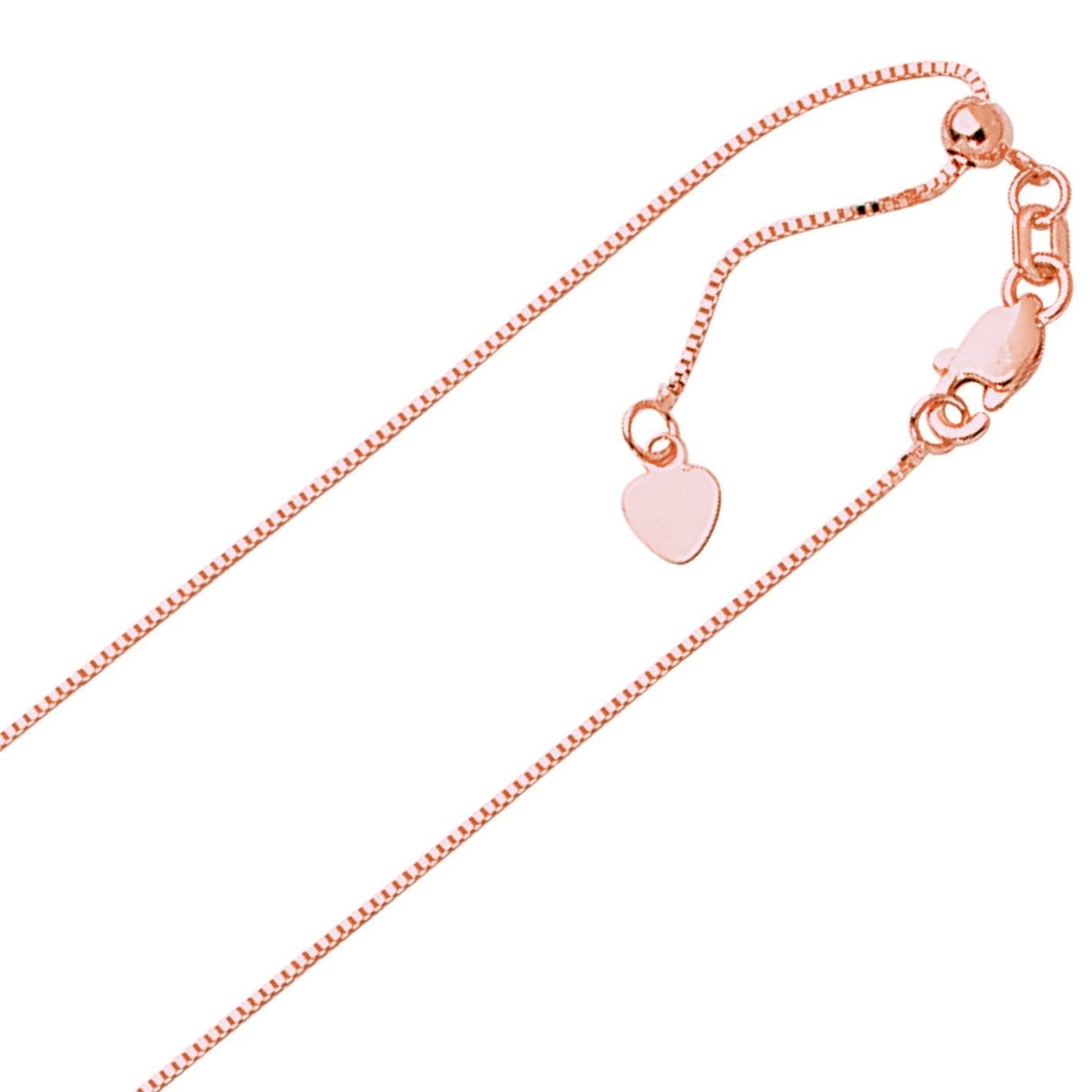 1,1mm Solide Verstellbare Boxkette Halskette ECHT 14K Gelbgold
