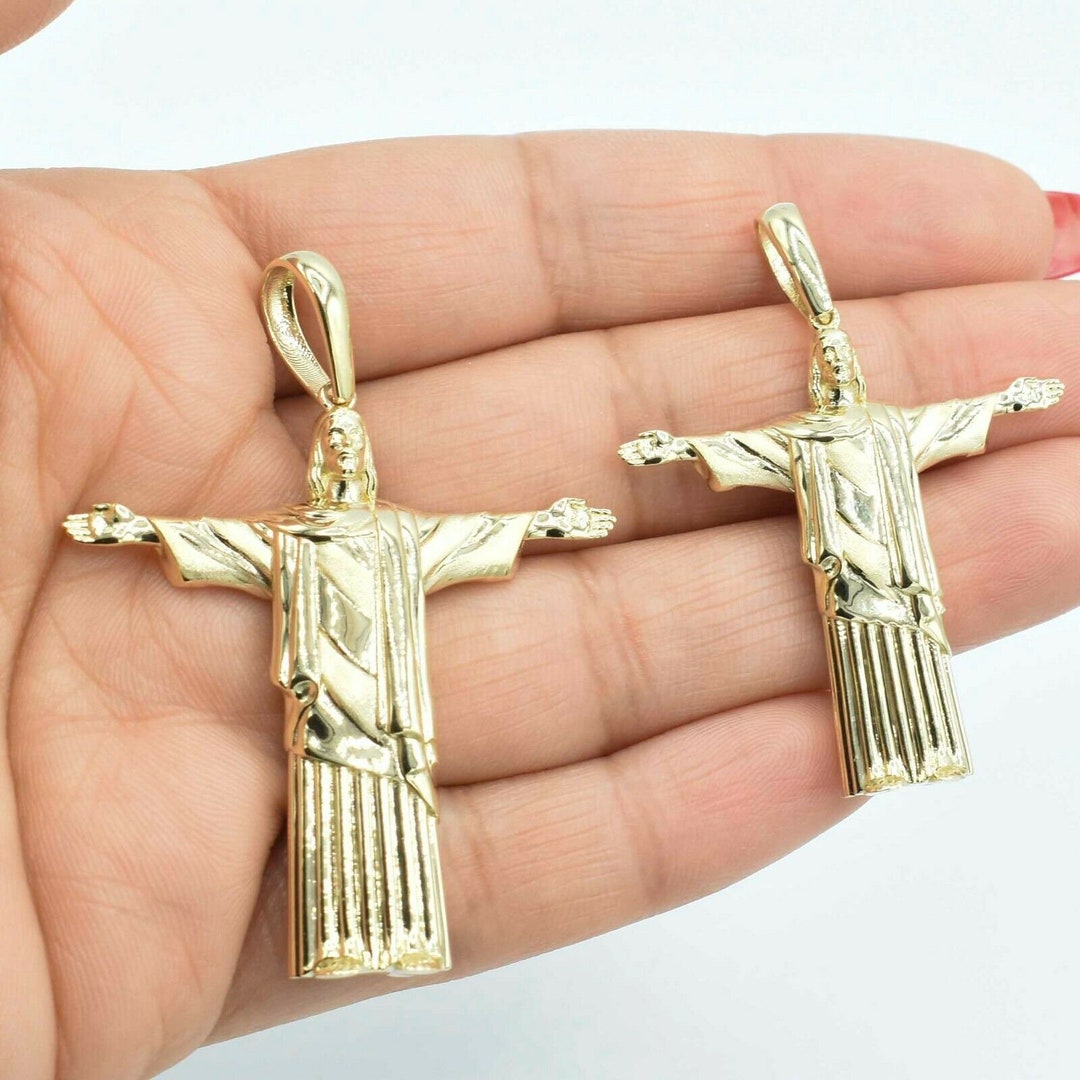 Jesus Christ Christ the Redeemer Pendant Charm Real Solid 10K