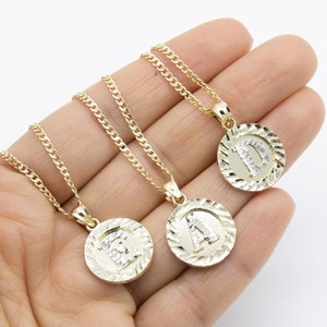 1&quot; Diamond-Cut Initial Pendant Necklace Real 10K Yellow Gold All Sizes