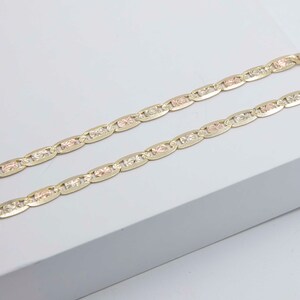 Textured Valentino Link Chain Necklace Real 14K Tri-Color Gold All Sizes image 3