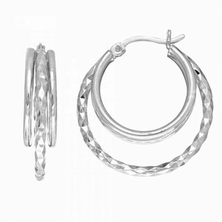 Orecchini A Cerchio Tondi In Argento Sterling 925, Taglio Diamante, Tubo 3 Mm, Diametro 25 Mm, Vendita Internazionale