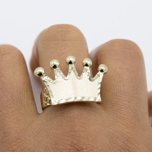 3/4&quot; Diamond-Cut Crown Ring Solid Real 10K Yellow Gold All Sizes