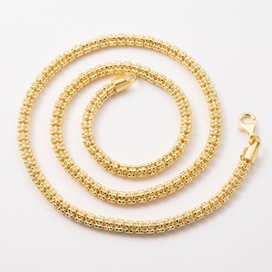 5mm Diamond-Cut Ice Link Chain 14K Yellow Gold-Plated Silver 925 Italy All Sizes