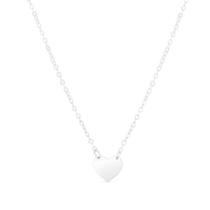 Mini Heart Pendant with Cable Chain Necklace Real 14K White Gold 18&quot;