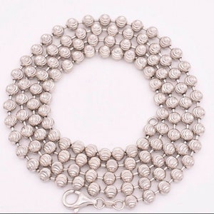 5mm Diamond Cut Moon Cut Ball Bead Chain Necklace Real Sterling Silver 925