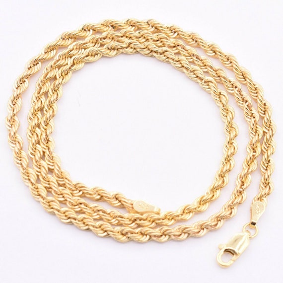 Real 14k Yellow Gold Rope Chain Necklace 3mm 4mm 5mm 18-26, 50% OFF