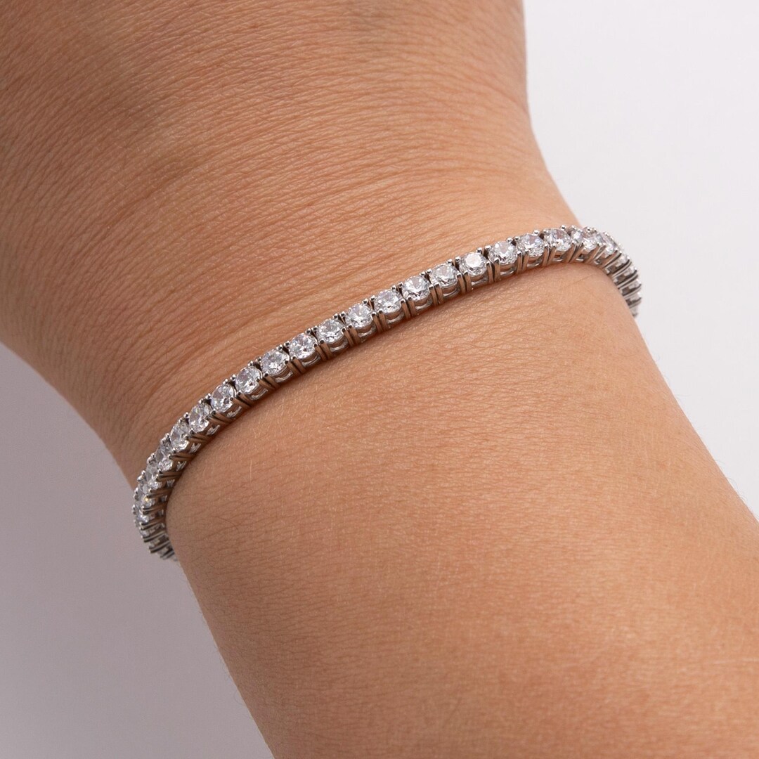 RZLA Tenns Bracelet [18cm/7nch] Wth Round Cut Gemstones CZ [3
