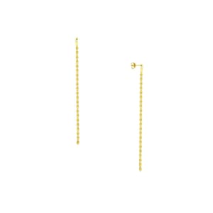 4&quot; Valentino Chain Drop Earrings Real 14K Yellow Gold