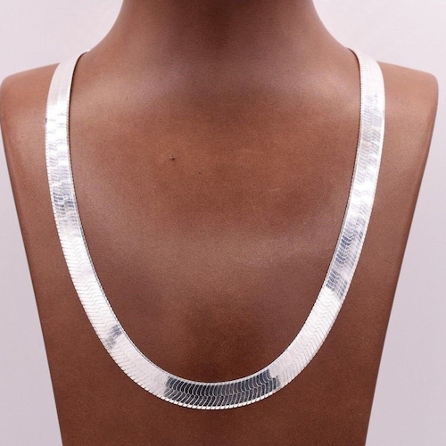 9mm Flexible Herringbone Chain Necklace Real Solid Sterling Etsy