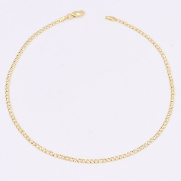 2.2mm Miami Curb Cuban Chain Bracelet Real 10K Yellow Gold 7"